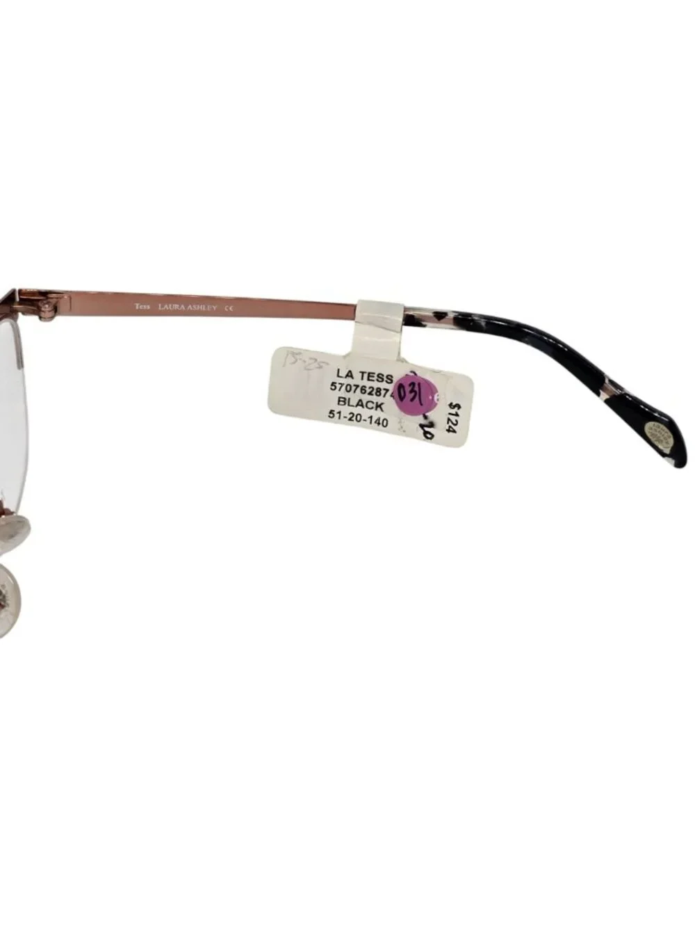 Laura Ashley Tess Womens Black & Rose Gold Semi-Rimless Eyeglass Frame 51-20-140
